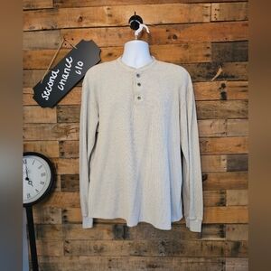 Eddie Bauer Men's Cotton Waffle Thermal Henley Pullover Wheat Color Size X-Large